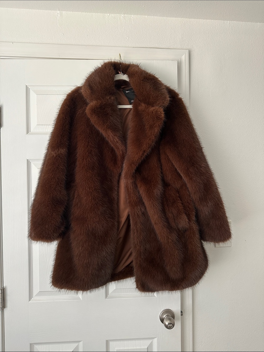 River Island Brown Faux Fur Teddy Coat